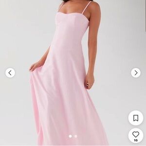 Peppermayo Exclusive- Angelina Linen Maxi Dress In Pink Petal $100